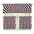 Anaglyph Optical Illusion Print 3 Piece Kitchen Curtains