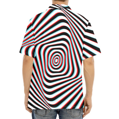 Anaglyph Optical Illusion Print Aloha Shirt