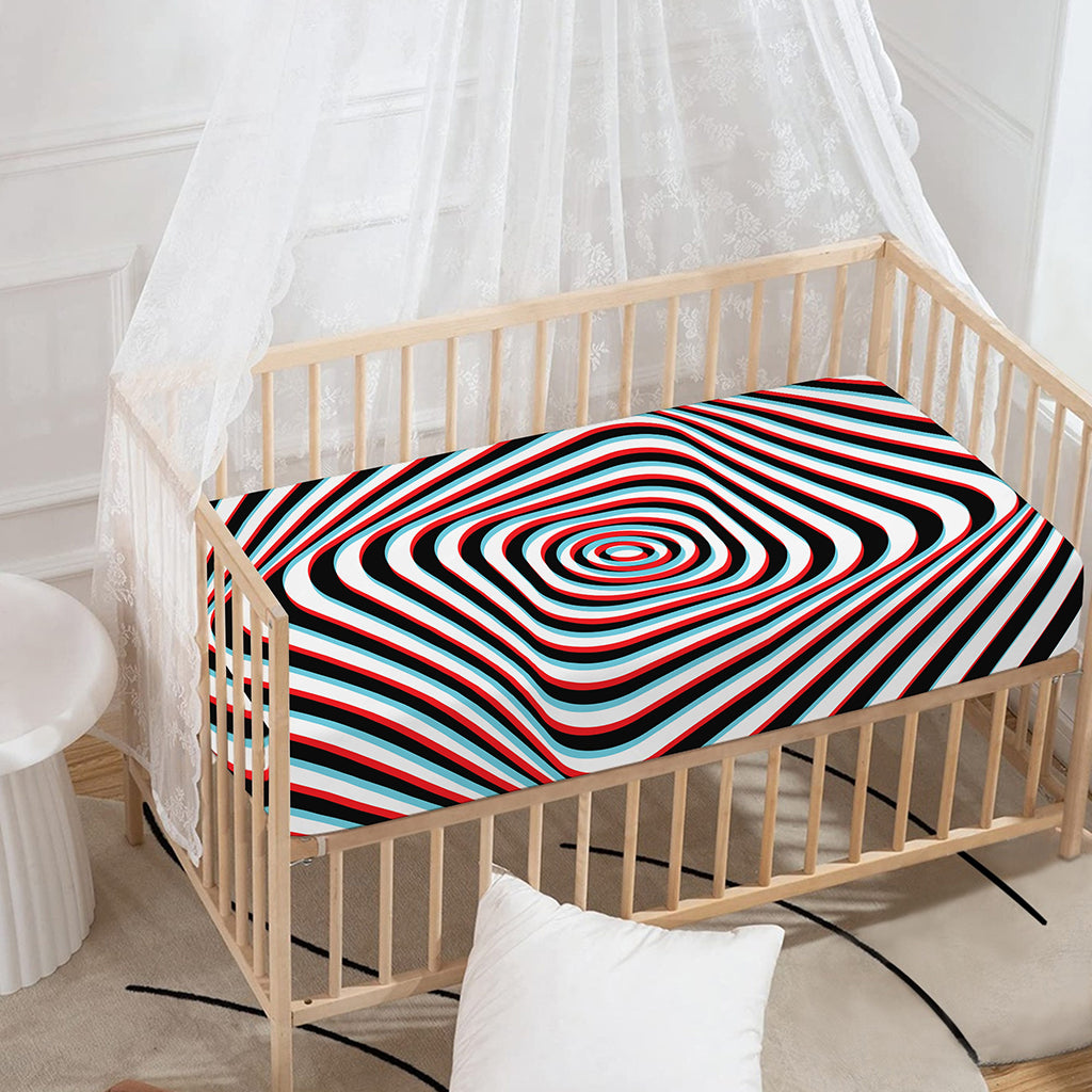 Anaglyph Optical Illusion Print Baby Crib Sheet