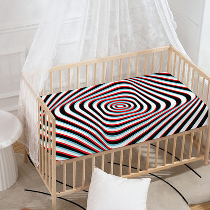 Anaglyph Optical Illusion Print Baby Crib Sheet