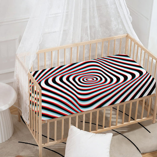 Anaglyph Optical Illusion Print Baby Crib Sheet