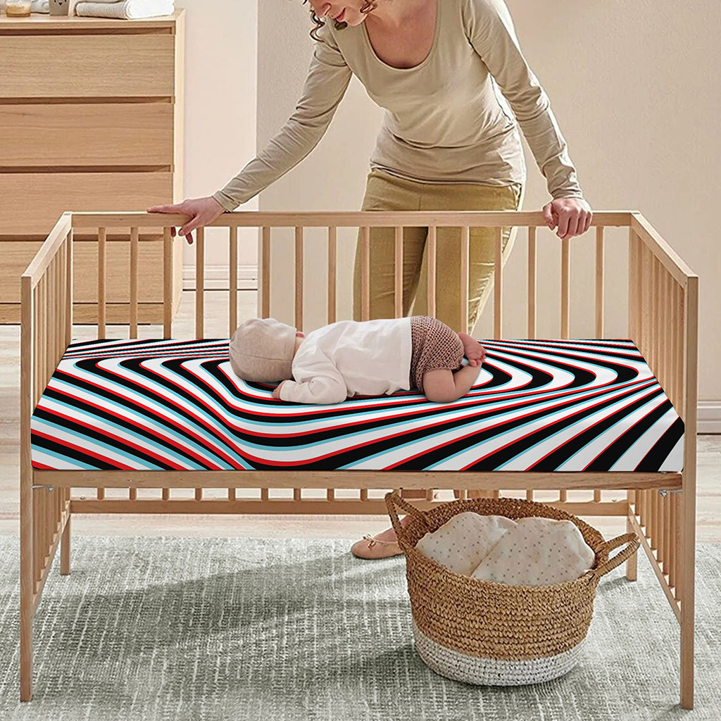 Anaglyph Optical Illusion Print Baby Crib Sheet