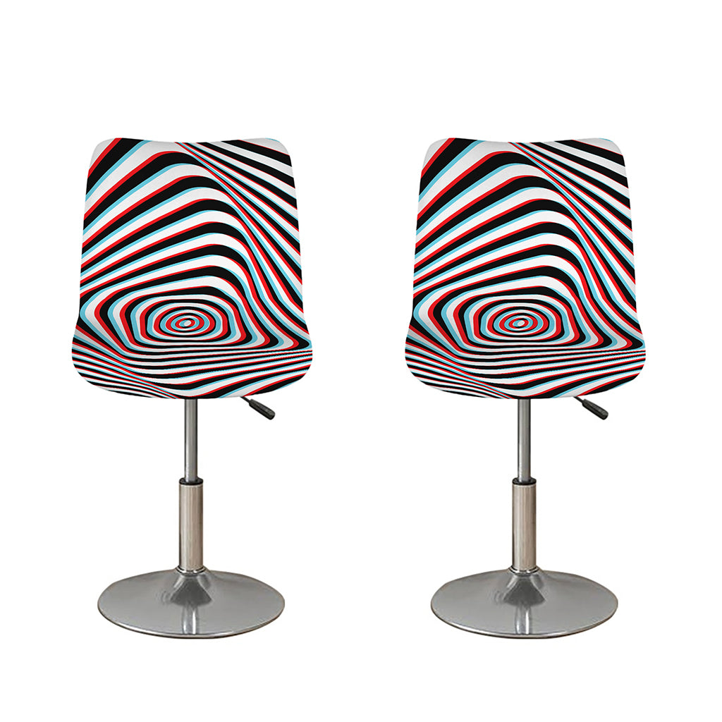 Anaglyph Optical Illusion Print Bar Stool Covers