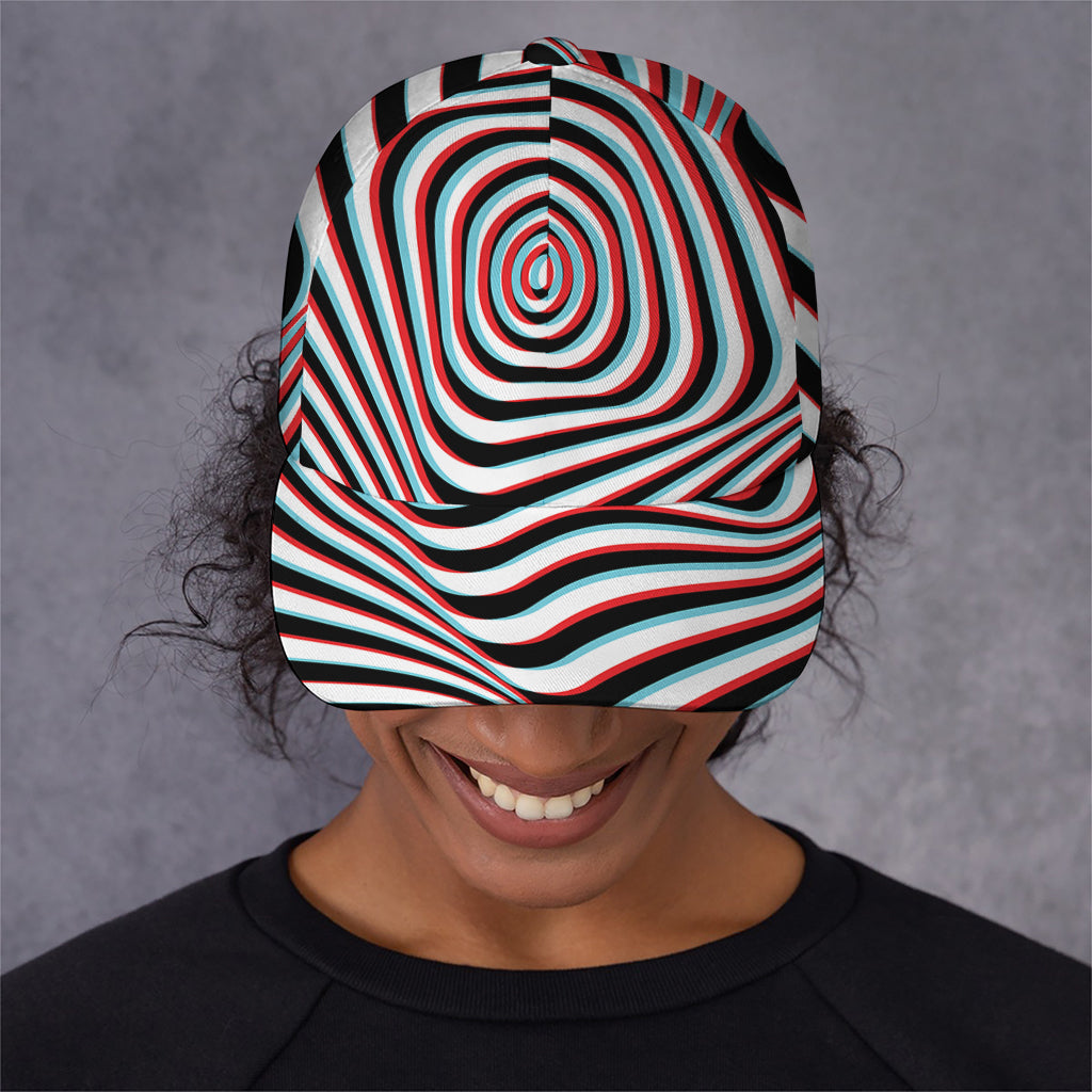 Anaglyph Optical Illusion Print Baseball Cap