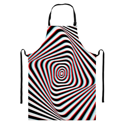 Anaglyph Optical Illusion Print Bib Apron With Pocket