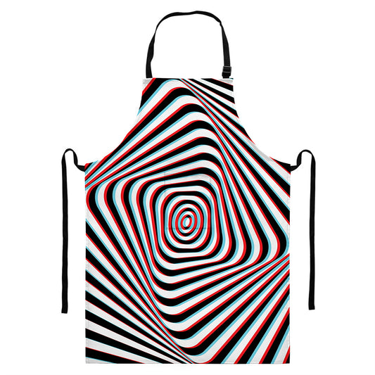 Anaglyph Optical Illusion Print Bib Apron With Pocket