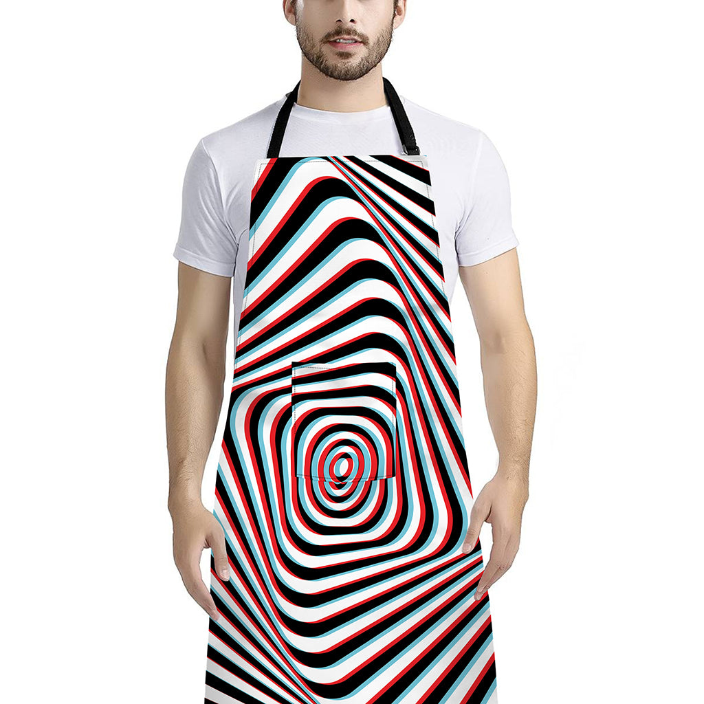 Anaglyph Optical Illusion Print Bib Apron With Pocket
