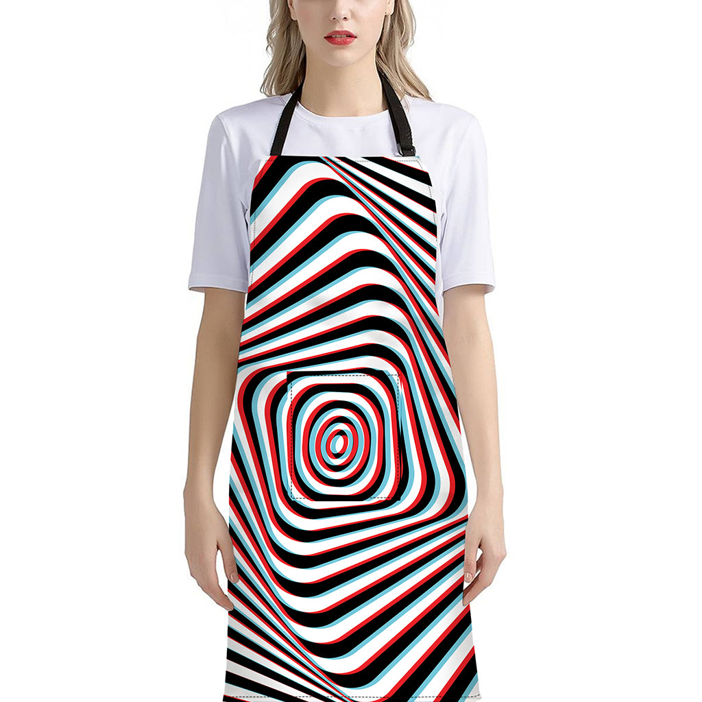 Anaglyph Optical Illusion Print Bib Apron With Pocket