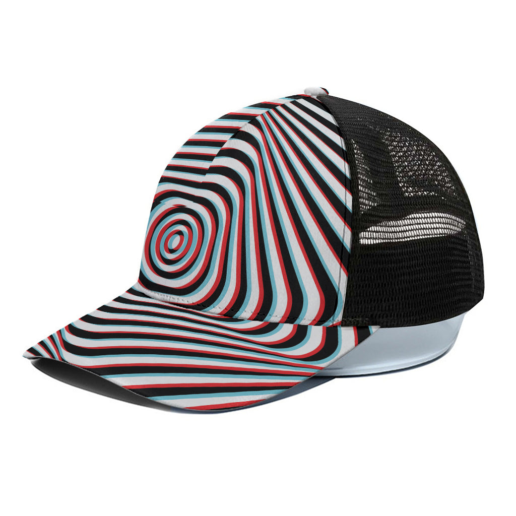 Anaglyph Optical Illusion Print Black Mesh Trucker Cap