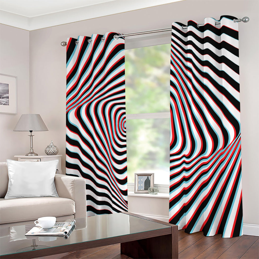 Anaglyph Optical Illusion Print Blackout Grommet Curtains