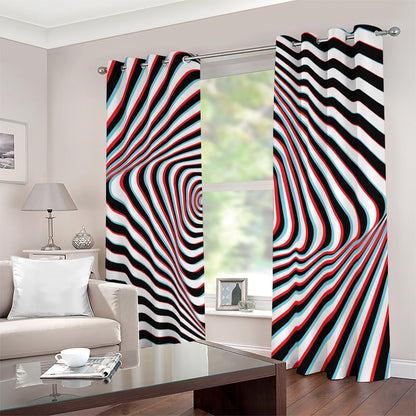 Anaglyph Optical Illusion Print Blackout Grommet Curtains