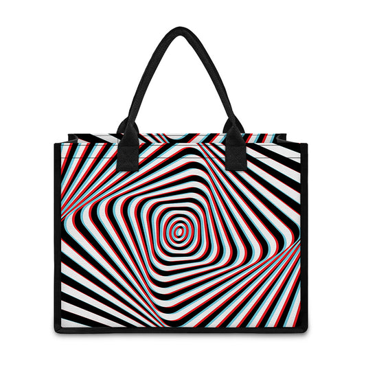 Anaglyph Optical Illusion Print Canvas Tote Bag