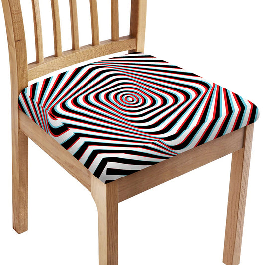 Anaglyph Optical Illusion Print Chair Cushion Cover