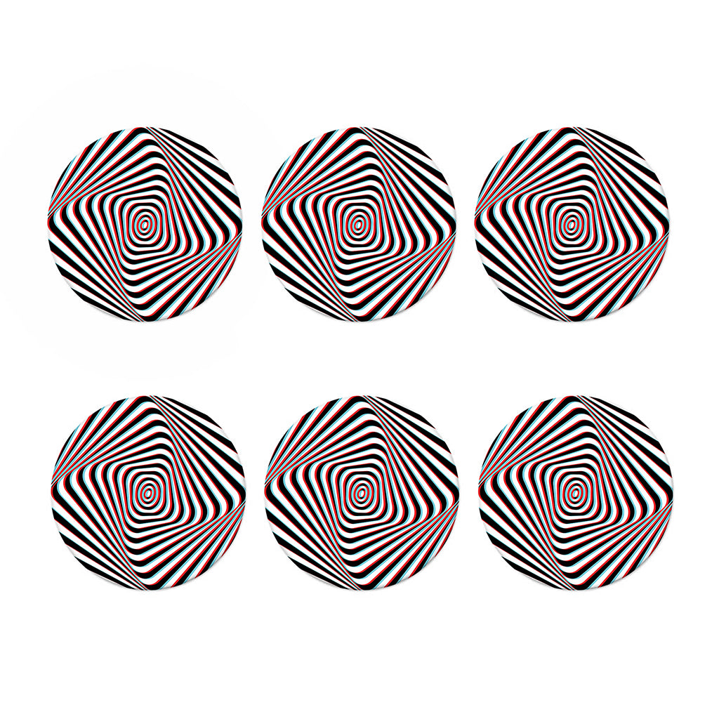 Anaglyph Optical Illusion Print Coaster Set