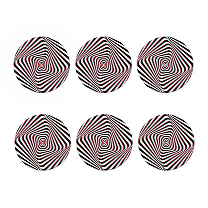 Anaglyph Optical Illusion Print Coaster Set