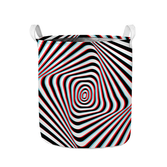 Anaglyph Optical Illusion Print Collapsible Laundry Basket