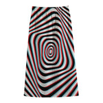 Anaglyph Optical Illusion Print Cotton Front Slit Maxi Skirt