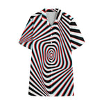Anaglyph Optical Illusion Print Cotton Hawaiian Shirt