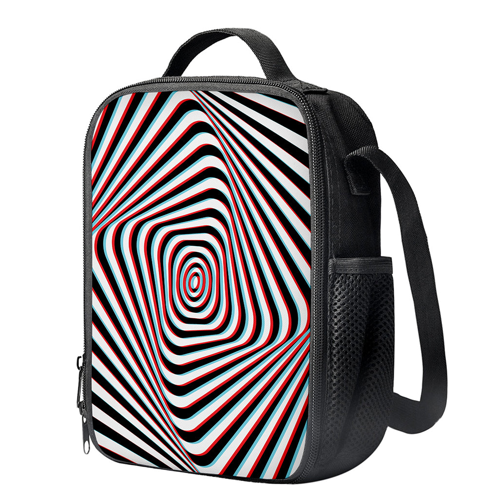 Anaglyph Optical Illusion Print Crossbody Lunch Bag