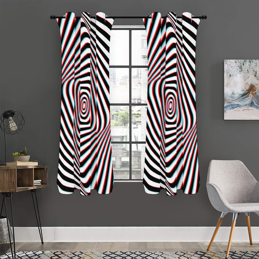 Anaglyph Optical Illusion Print Curtain