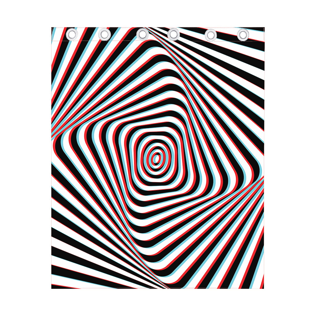 Anaglyph Optical Illusion Print Curtain