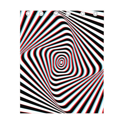 Anaglyph Optical Illusion Print Curtain