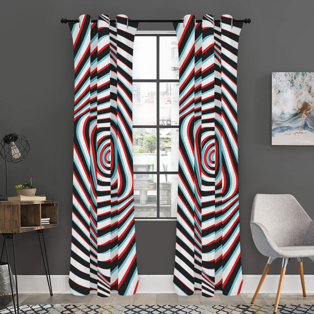 Anaglyph Optical Illusion Print Curtain