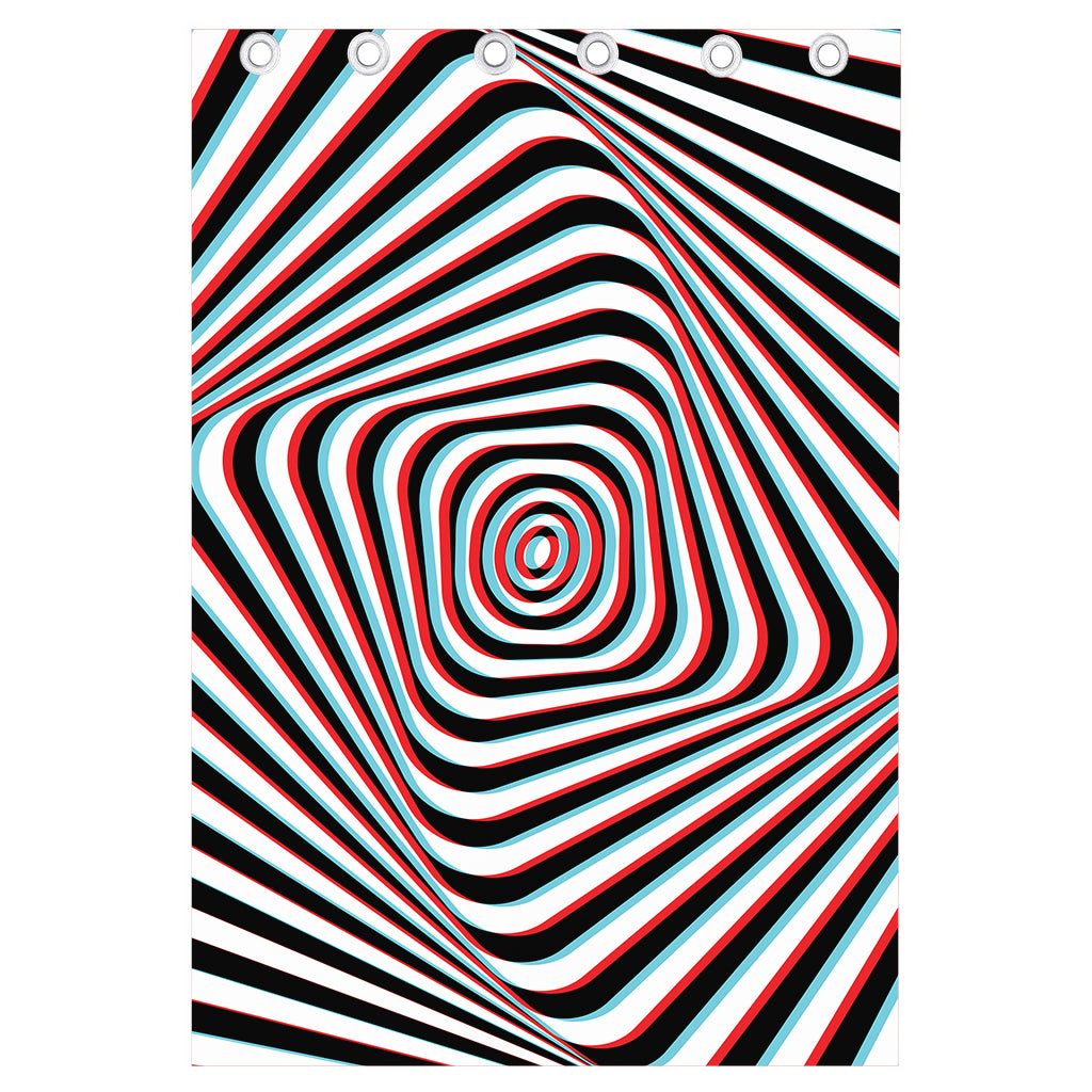 Anaglyph Optical Illusion Print Curtain