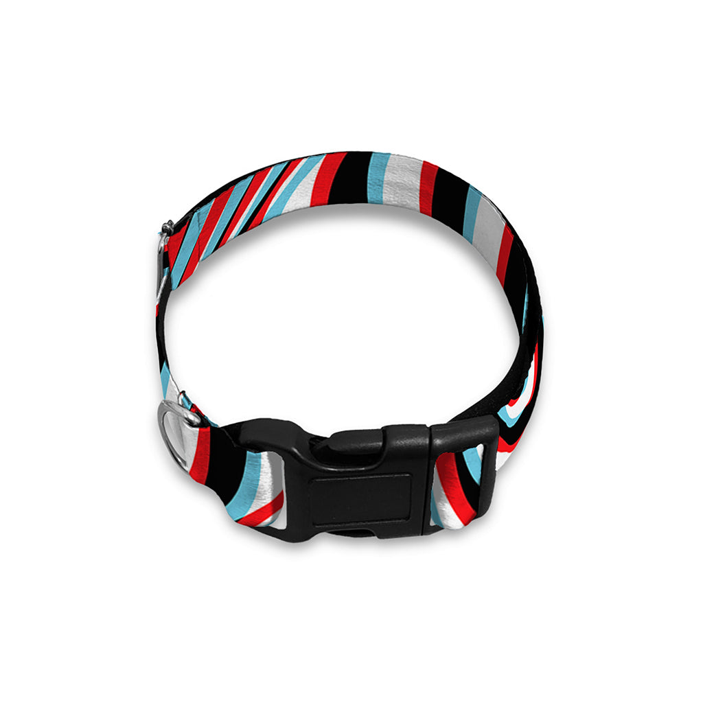 Anaglyph Optical Illusion Print Dog Collar