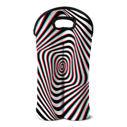 Anaglyph Optical Illusion Print Double Neoprene Wine Tote
