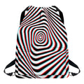Anaglyph Optical Illusion Print Drawstring Backpack