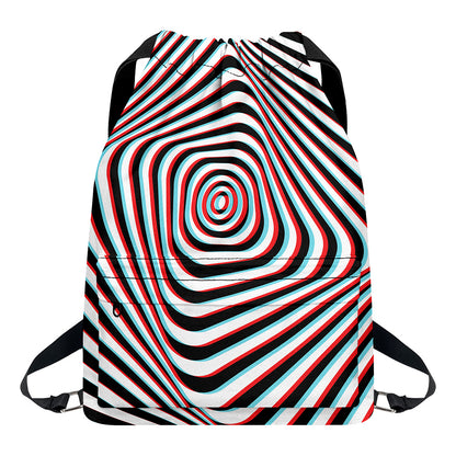 Anaglyph Optical Illusion Print Drawstring Backpack
