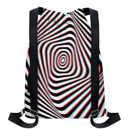 Anaglyph Optical Illusion Print Drawstring Backpack