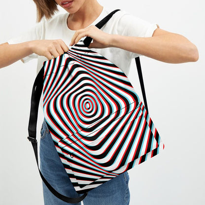 Anaglyph Optical Illusion Print Drawstring Backpack