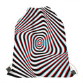 Anaglyph Optical Illusion Print Drawstring Bag