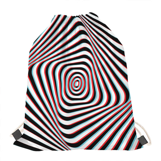 Anaglyph Optical Illusion Print Drawstring Bag