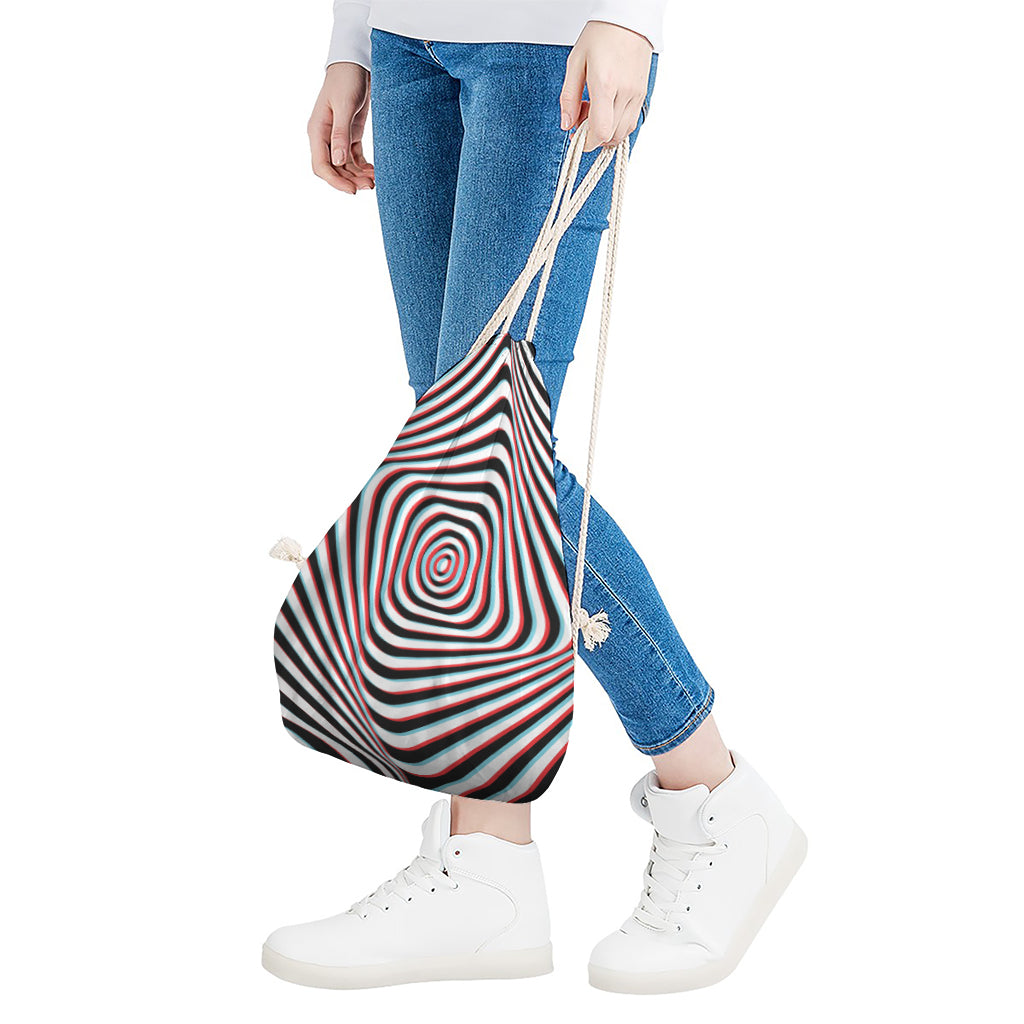 Anaglyph Optical Illusion Print Drawstring Bag