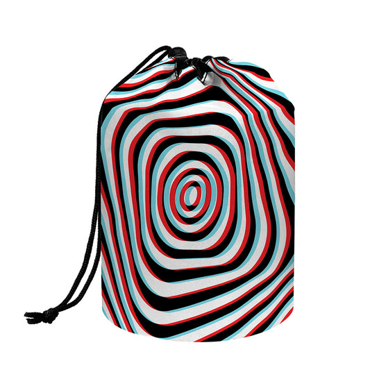 Anaglyph Optical Illusion Print Drawstring Makeup Bag