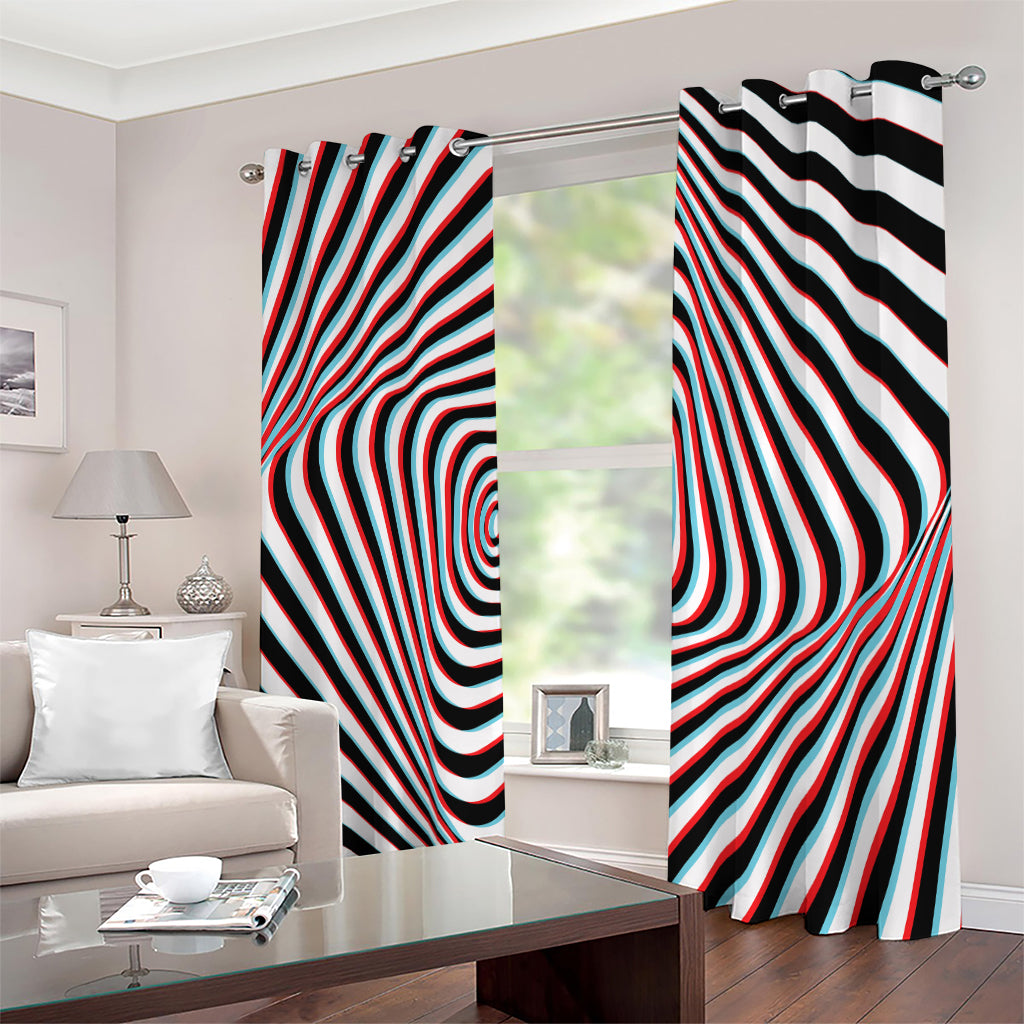 Anaglyph Optical Illusion Print Extra Wide Grommet Curtains