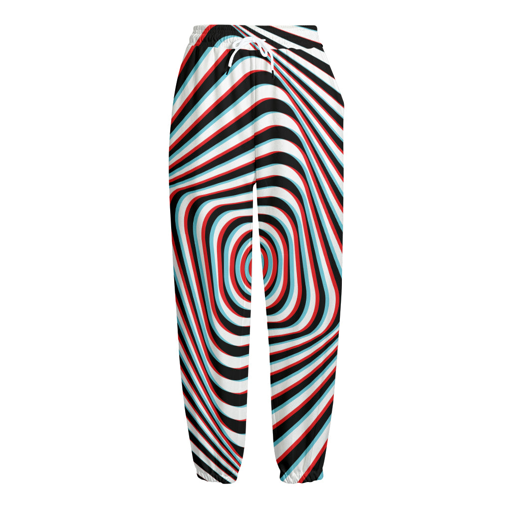 Anaglyph Optical Illusion Print Fleece Lined Knit Pants