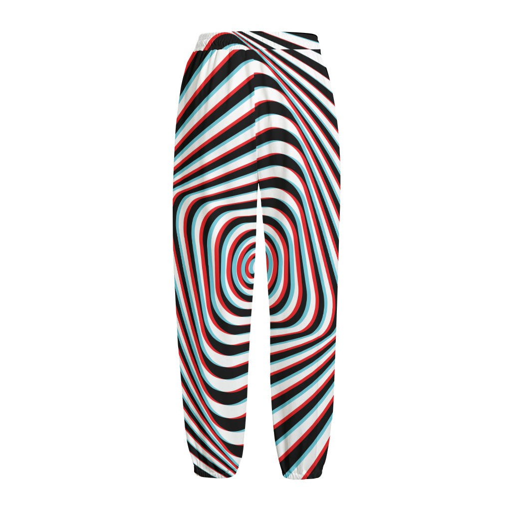 Anaglyph Optical Illusion Print Fleece Lined Knit Pants