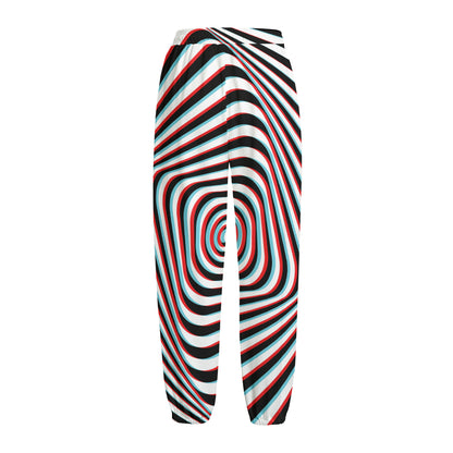 Anaglyph Optical Illusion Print Fleece Lined Knit Pants