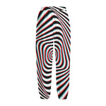 Anaglyph Optical Illusion Print Fleece Lined Knit Pants