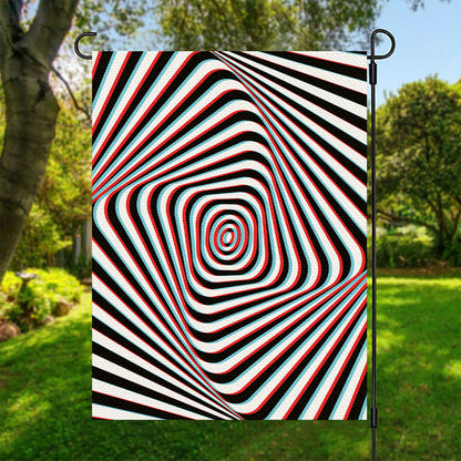 Anaglyph Optical Illusion Print Garden Flag