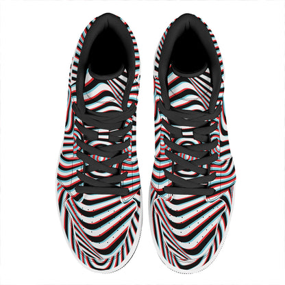 Anaglyph Optical Illusion Print High Top Leather Sneakers