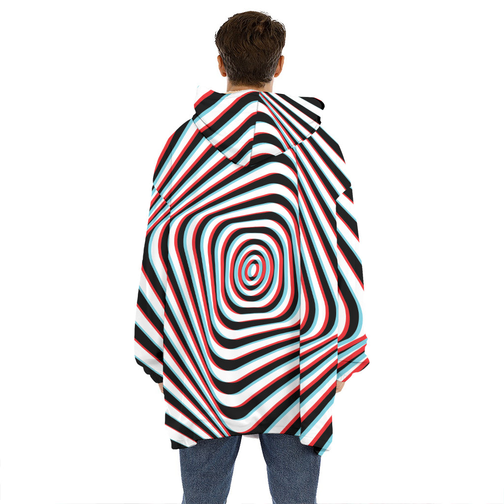 Anaglyph Optical Illusion Print Hoodie Blanket