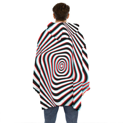 Anaglyph Optical Illusion Print Hoodie Blanket