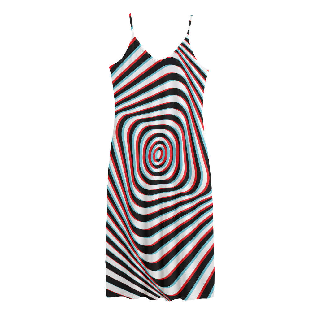 Anaglyph Optical Illusion Print Jersey Midi Cami Dress
