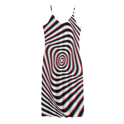 Anaglyph Optical Illusion Print Jersey Midi Cami Dress