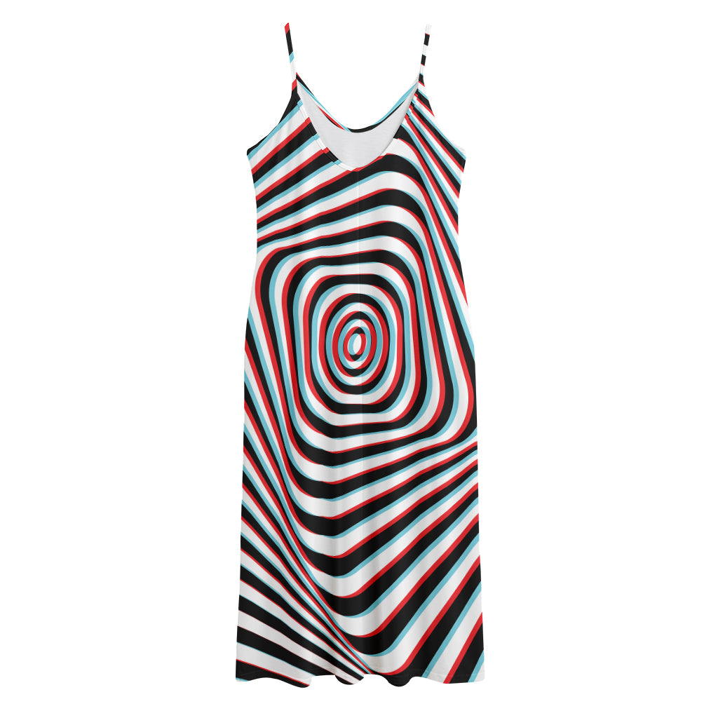 Anaglyph Optical Illusion Print Jersey Midi Cami Dress
